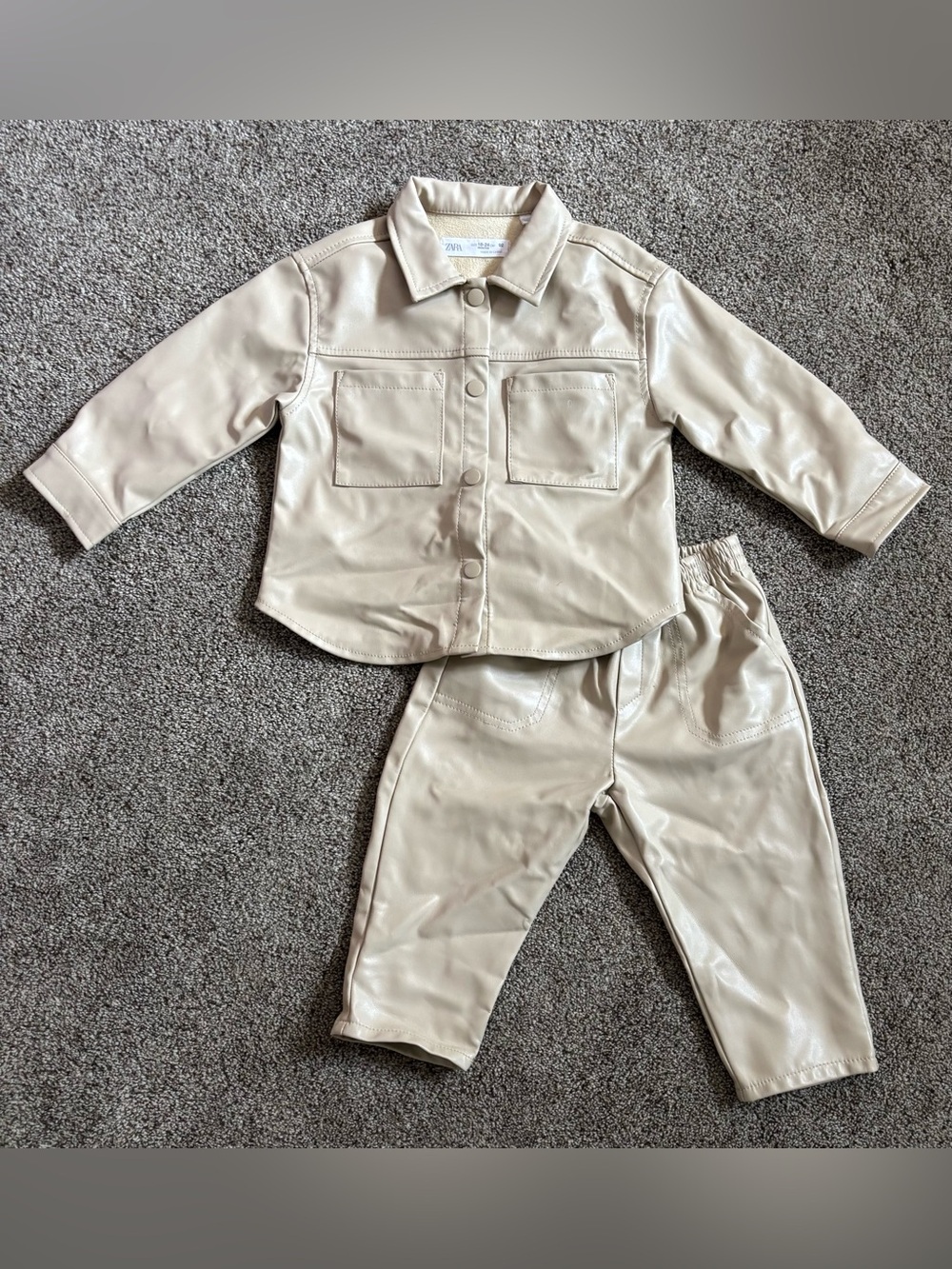 Zara Beige Faux Leather Jacket